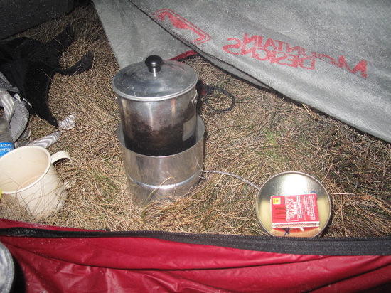 Stove in tent