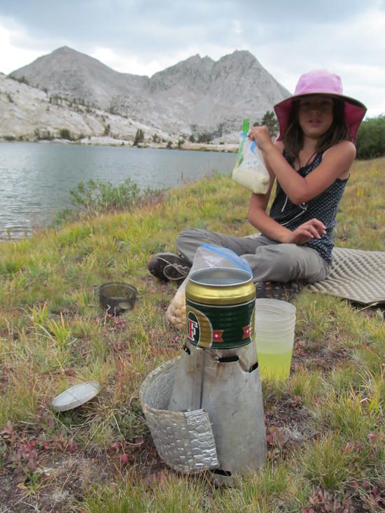 Natalie with freezer bag food and Caldera Keg-F