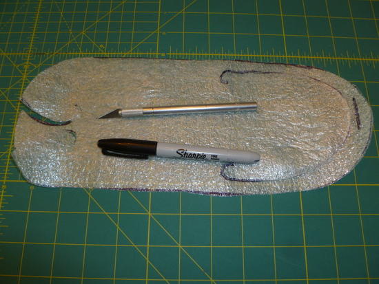 1/16" foam underlayment sandal layout