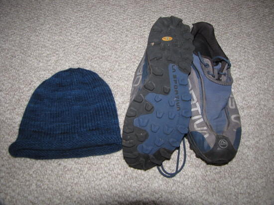 Kat's hat and La Sportiva trail runners