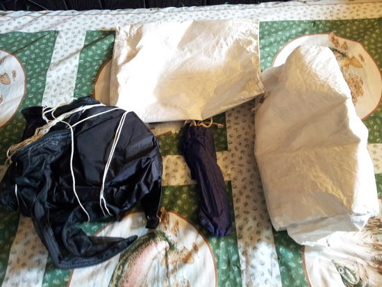 unpacked tent
