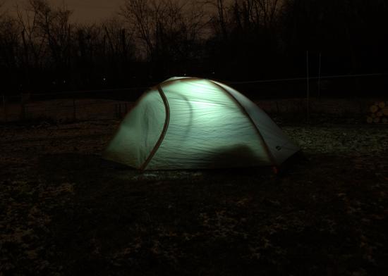 Quarter dome tent the night I tested my quilt