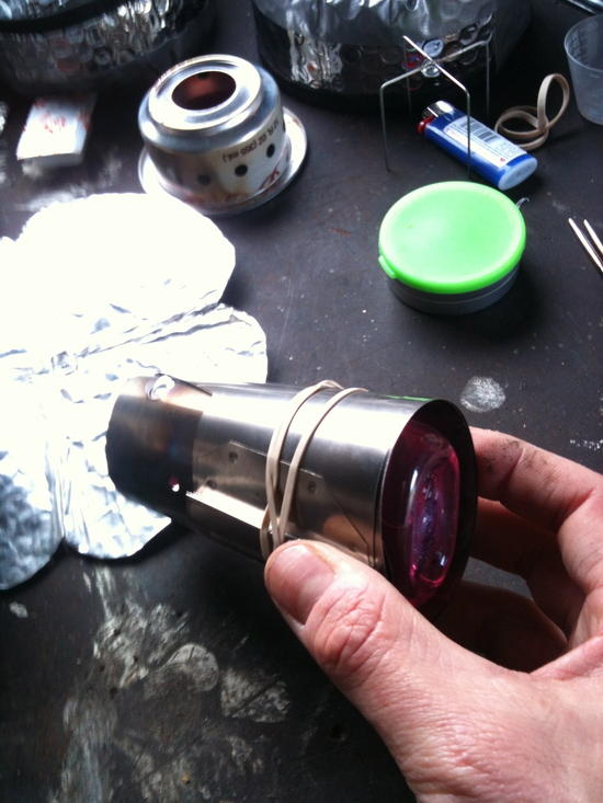 Listerine bottle inside coiled Sidewinder