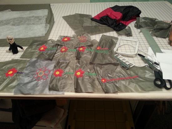 Working on embroidery for 1.1 oz. ripstop nylon.
