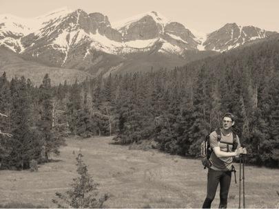 iDan trekking through open Meadows with Scarlet Mountain (8164&rsquo;) in the background/i