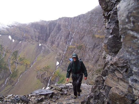 Rain gear on a cold, wet day in Glacier National Park