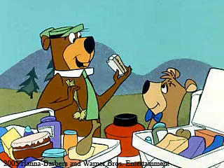 Yogi and Boo-boo enjoy a snack!