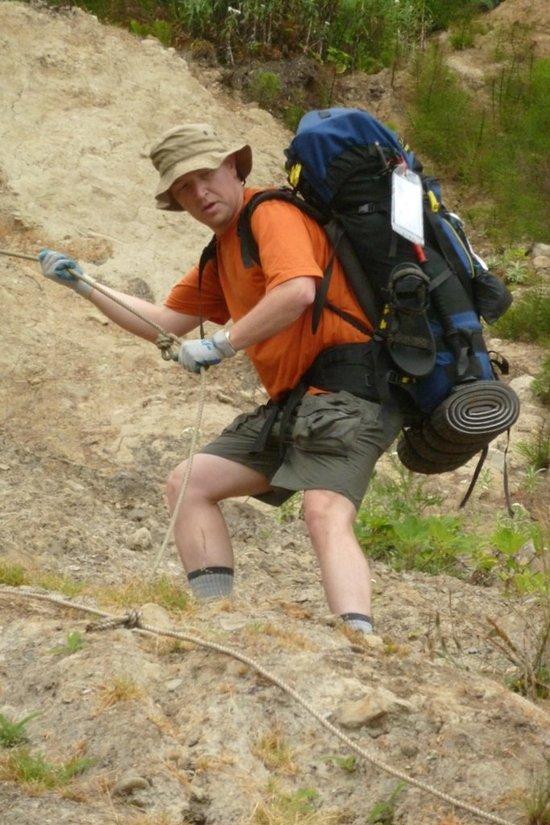 Dave coming down the rope