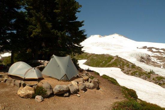 Campsite with view of Mt. Baker