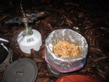 Eating food from pot