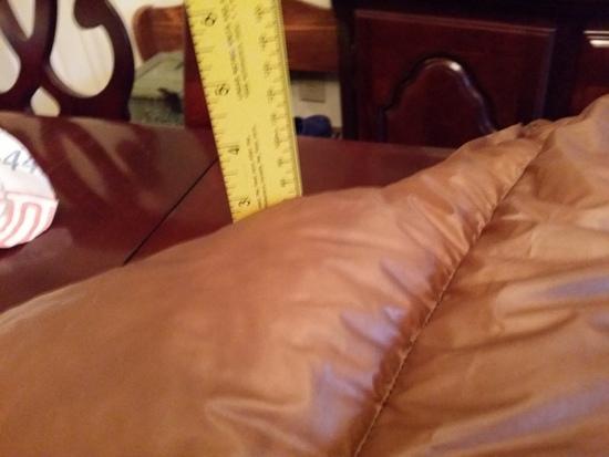 Loft of a single layer at the top of the bag