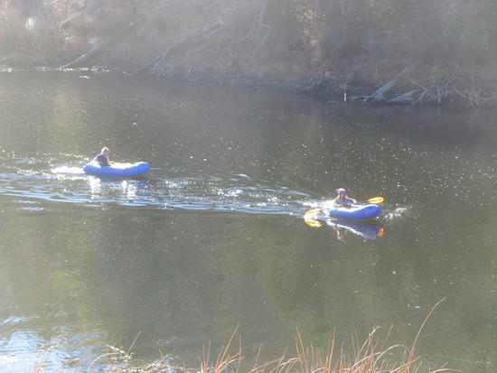 Natalie and Hannah in packrafts