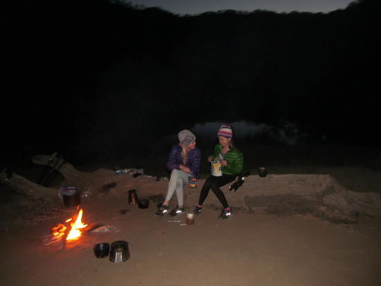 Having fun at the campfire