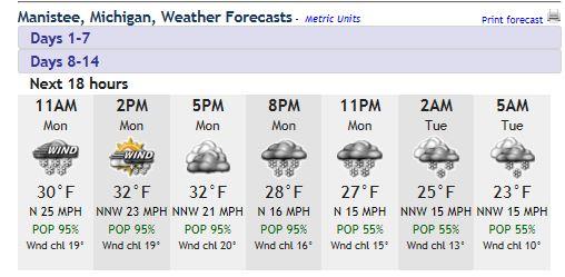 Forecast Manistee for wk 21