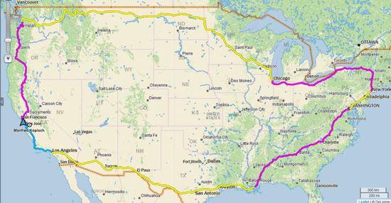 Train Route around the US