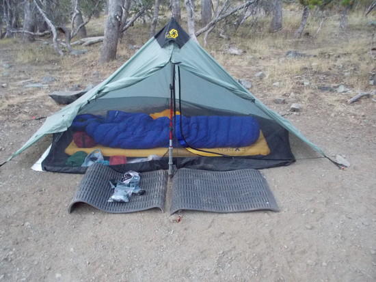 Tent Setup - Dogs sleep outside on their pads
