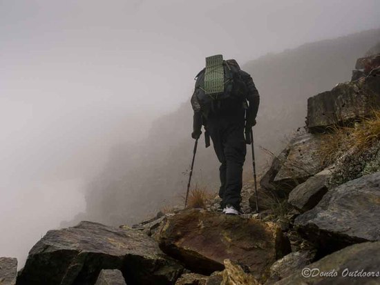 hiking through storm