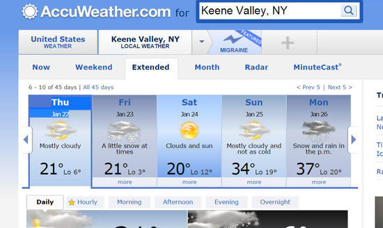 keene valley forecast