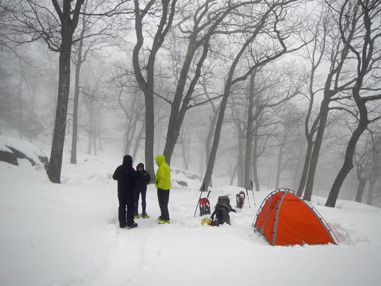 at our foggy camp