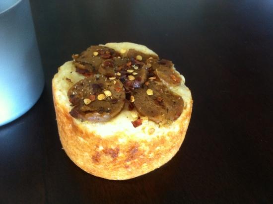 Cheese biscuit sausage pizza
