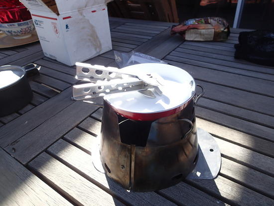 Wal Mart non-stick skillet on Sidewinder stove