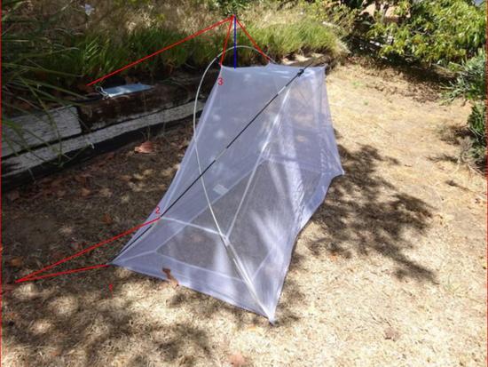 Net tent with guy lines