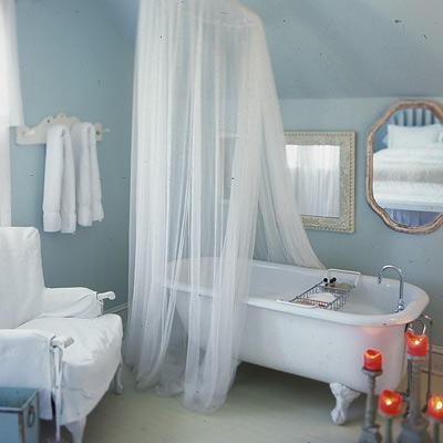bug netting on bathtub